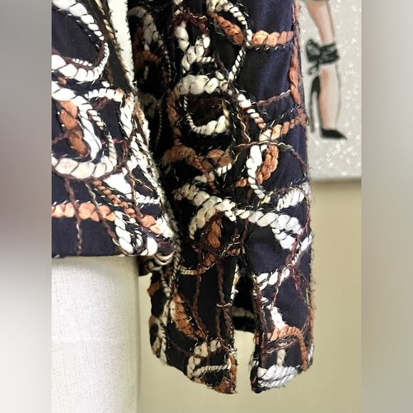 Joni B. Dressy Vintage Y2K Yarn Knit Rope Embroidered Career Blazer Size Medium - Picture 8 of 9